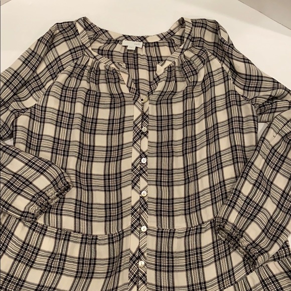 J Jill Plaid Ruffles button front top. Oversized. - Picture 3 of 9